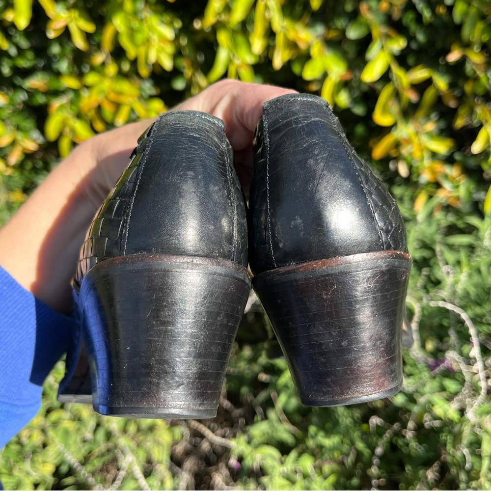 Vintage 90s Cole Haan Basketweave Leather Loafers Size 9 Made in Brazil - Picture 9 of 11
